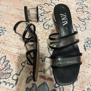 Zara Black Vinyl Heels